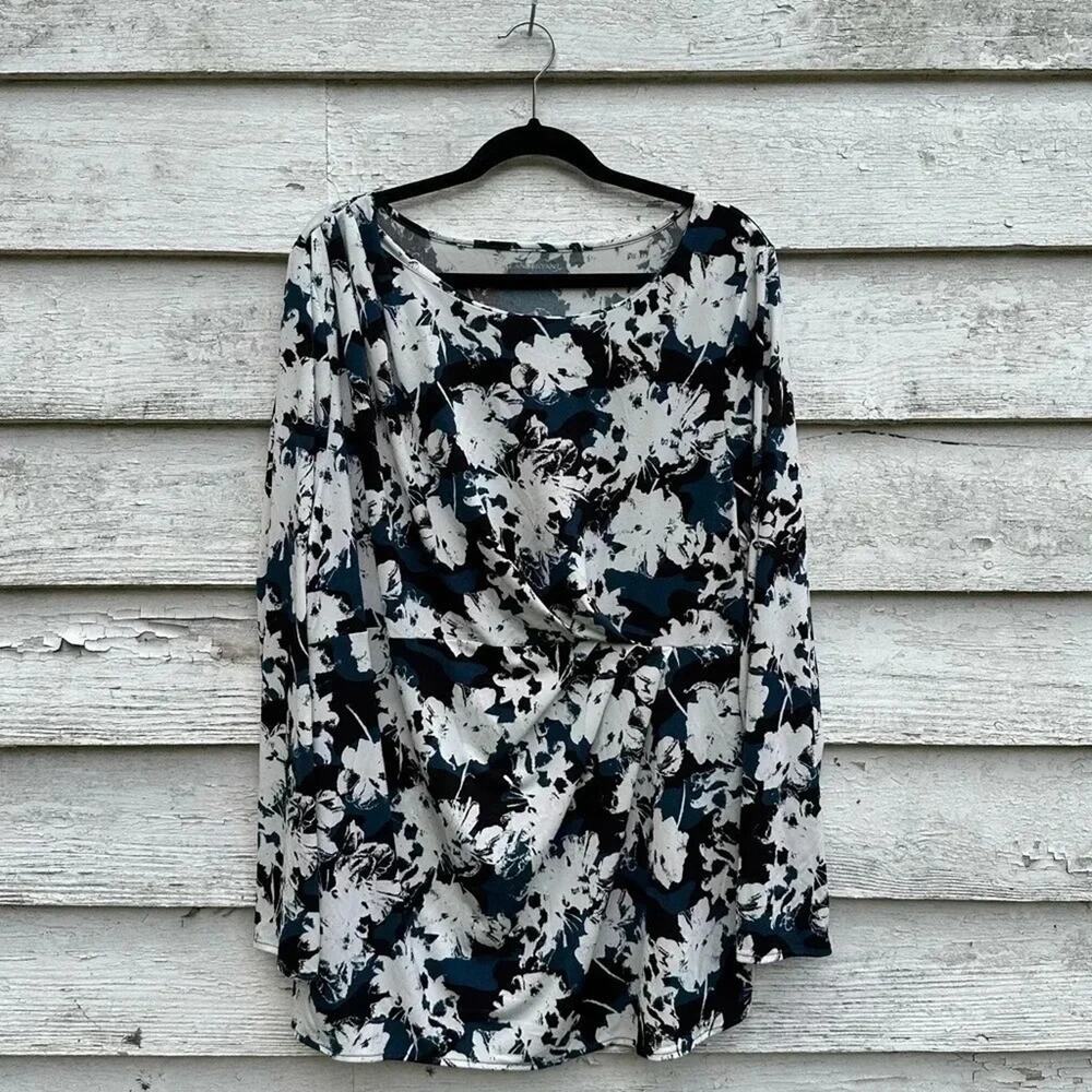 Banana Republic (S) Brown Floral Leaf Blouse Button Up V-Neck‎ 3/4 Peasant Top